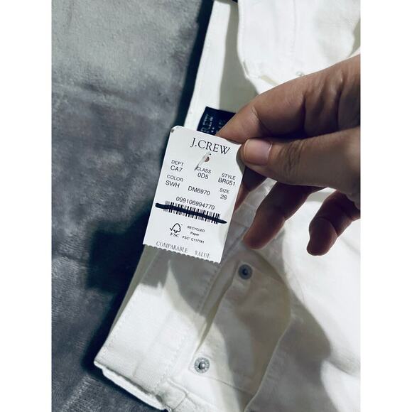 NWT J.Crew Size 26 Wide Leg Crop White Raw Hem Pants Preppy Causal Vacation - Picture 7 of 12